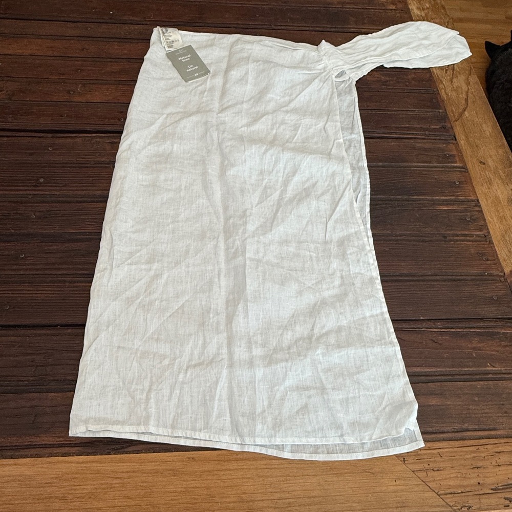 HM Premium Selection White 100% Natural Linen Wrap Skirt XS/S NWT Resortwear
